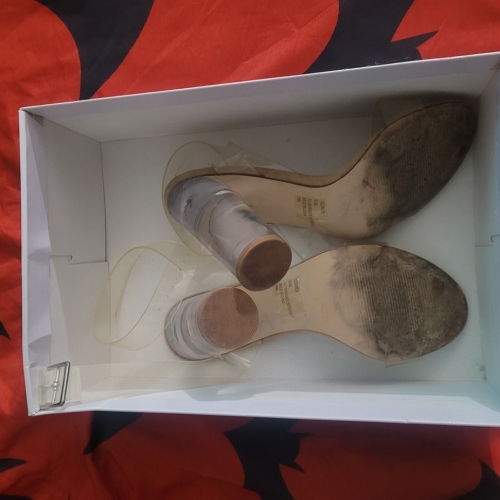 Steve Madden Transparent Strap Gold Heels 8 - image 3
